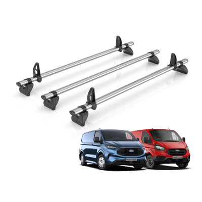 B&Q -  Roof Rack For Ford Transit Custom (2013+) 3X Steel Roof Bars (Only Suitable For Standard (H1) Roof)Kammbar FleetTb3Fl