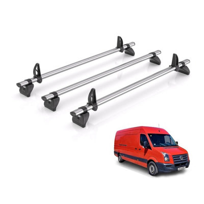 B&Q -  Roof Rack For Vw Crafter (2006-2017) 3X Steel Roof BarsKammbar FleetMc3Fl Standard