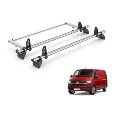 B&Q - Vw Transporter Roof Rack Fits 2002-2022 Tailgate Vans 2X Bars + Loadstops  Only Fits Models With Tailgate Rear Doors