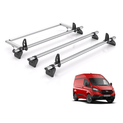 B&Q -  Ford Transit Custom Roof Rack For 2013-2024 Gen1 (H2) 3 BarsRoller & Loadstops Only Suitable For Gen1 With High (H2) Roof