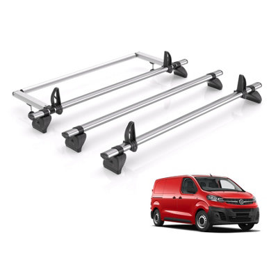 B&Q -  Roof Rack For Vauxhall Vivaro (2019+) 3X Steel Roof Bar & Ladder RollerKammbar FleetJc3Fl/kr25