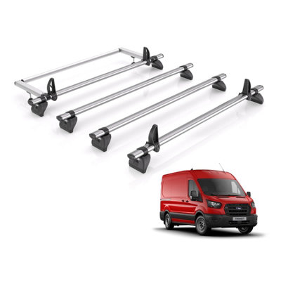 B&Q - Ford Transit Roof Rack Fits 2014+ Lwb 4X Bars + Roller + Loadstops  Fleet Only Fits Long (L3) Wheelbase Models