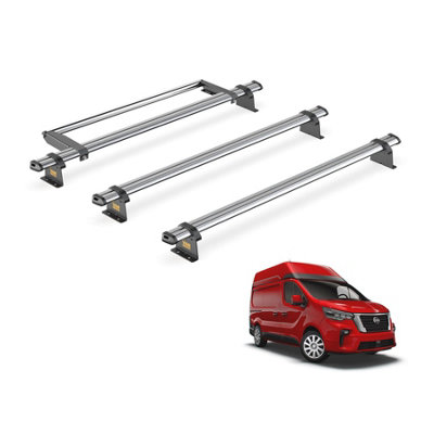 B&Q -  Trade Nissan Nv300 (2016+) Roof Rack 3 Steel Roof Bars & Rear Ladder RollerUltibar TradeSb211-3/vgr-03