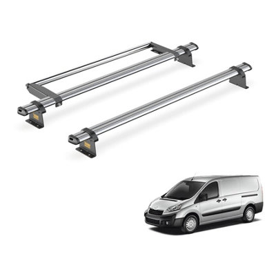 B&Q -  Trade Peugeot Expert (2007-2016) Roof Rack 2 Steel Roof Bars & Rear Ladder RollerUltibar TradeSb248-2/vgr-15