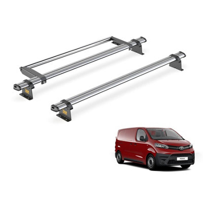 B&Q -  Trade Toyota Proace (2016+) Roof Rack 2 Steel Roof Bars & Rear Ladder RollerUltibar TradeSb333-2/vgr-09