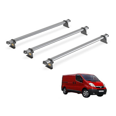 B&Q -  Trade Vauxhall Vivaro (2001-2014) Roof Rack 3 Steel Roof BarsUltibar TradeSb255-3