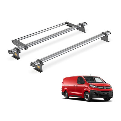B&Q -  Trade Vauxhall Vivaro (2019+) Roof Rack 2 Steel Roof Bars & Rear Ladder RollerUltibar TradeSb333-2/vgr-09