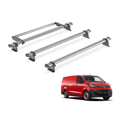 B&Q -  Trade Vauxhall Vivaro (2019+) Roof Rack 3 Steel Roof Bars & Rear Ladder RollerUltibar TradeSb335-3/vgr-09