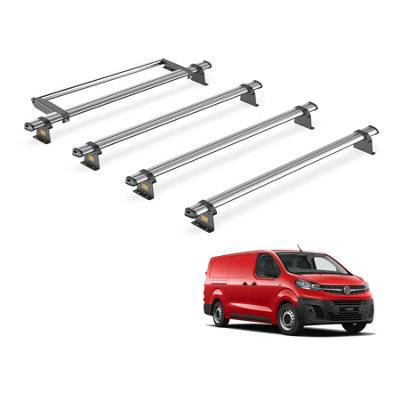 B&Q -  Trade Vauxhall Vivaro (2019+) Roof Rack 4 Steel Roof Bars & Rear Ladder RollerUltibar TradeSb335-4/vgr-09