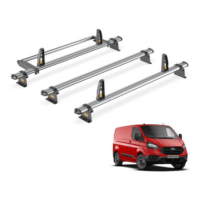 B&Q -  Ford Transit Custom Roof Rack For (2013-2024) Gen1 (H1) 3 Bars & Roller (Tailgate)