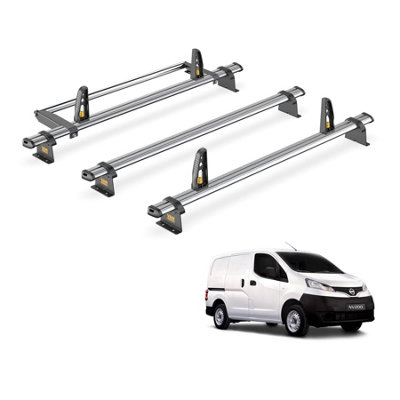 B&Q -  Trade Nissan Nv200 (2009+) Roof Rack 3 Steel Roof BarsLoadstops & Rear Ladder RollerUltibar TradeSb282-3/vgr-03