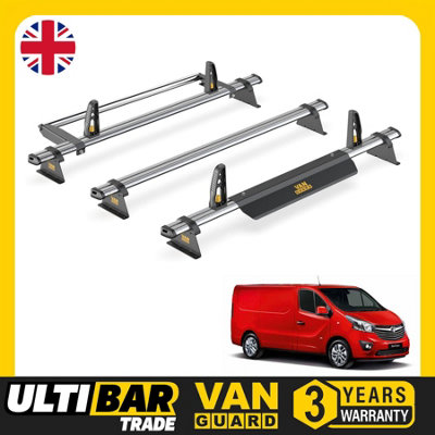 B&Q -  Vauxhall Vivaro (2014-2019) Roof Rack 3 Steel Roof BarsLoadstops & Rear Ladder RollerUltibar TradeSb315-3/vgr-01