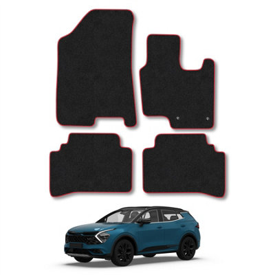Car Mat Co Kia Sportage (Phev) 2022+ Car Mats Red Trim Carpet Tailored  Easy Clean Clips from B&Q