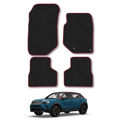 Car Mat Co Vauxhall Mokka 2020+ (Not For Ev / Mhev Models) Car Mats Red Trim Carpet Tailored Fit Easy Clean With Clips from B&Q