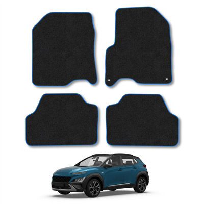 Car Mat Co Hyundai Kona 2017-2023 Ev Car Mats Blue Trim Carpet Tailored Fit Easy Clean from B&Q