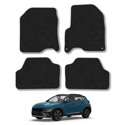 Car Mat Co Hyundai Kona 2017-2023 Ev Car Mats Grey Trim Carpet Tailored Fit Easy Clean from B&Q