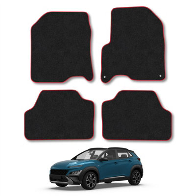 Car Mat Co Hyundai Kona 2017-2023 Ev Car Mats Red Trim Carpet Tailored  Easy Clean Clips from B&Q