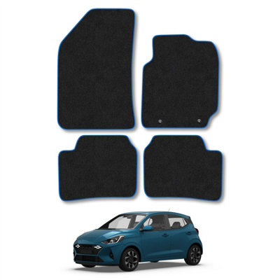 Car Mat Co Hyundai I10 (2020+) Car Mats Blue Trim Carpet Tailored Fit Easy Clean With Clips from B&Q