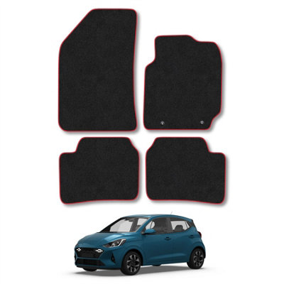 Car Mat Co Hyundai I10 (2020+) Car Mats Red Trim Carpet Tailored Fit Easy Clean With Clips from B&Q
