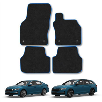 Car Mat Co Skoda Octavia 2020+ (Estate & Hatchback) Car Mats Blue Trim Carpet Tailored Fit from B&Q