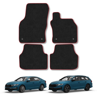 Car Mat Co Skoda Octavia 2020+ (Estate & Hatchback) Car Mats Red Trim Carpet Tailored Fit from B&Q