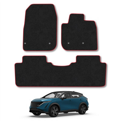 Car Mat Co Nissan Ariya (2022+) Car Mats Red Trim Carpet Tailored Fit Easy Clean With Clips from B&Q