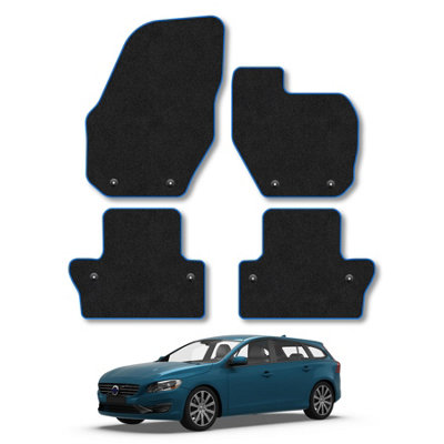 Car Mat Co Volvo V60 Manual (2011-2018) Car Mats Tailored Fit Blue Trim Accessory Carpet Car Accessories Floor Mat With Clips from B&Q