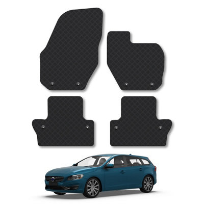 Car Mat Co Volvo V60 Manual (2011-2018) Rubber Car Mats Tailored Fit Durable Waterproof Easy-Clean With Clips from B&Q