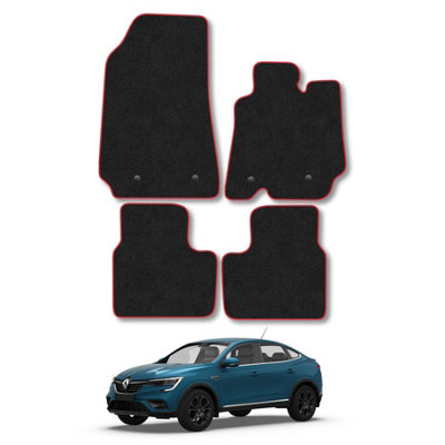 Car Mat Co Renault Arkana 2021+ Car Mats Red Trim Carpet Tailored Fit Easy Clean With Clips from B&Q