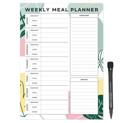 Magflex A4 Jungle Leaves Weekly Meal Planner Fridge MagnetFlexible Magnetic Sheet from B&Q