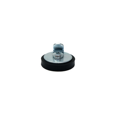 B&Q 31mm Dia X 6mm High Rubber Coated Magnet With 26mm Picture Hook (Black) - 5.7Kg Pull (Pack Of 2)