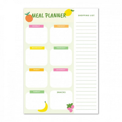  - Magnetic Weekly Meal Planner And Tear-Off Shopping List For FridgeFruits