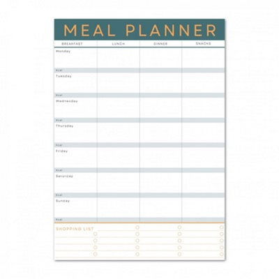 - Magnetic Weekly Meal Planner And Tear-Off Shopping List For FridgeGreen