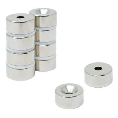 N42 Neodymium Countersunk Magnet 20mm Dia X 10mm Thick X 5.2mm Countersunk11Kg PullSouthPack Of 10 from B&Q
