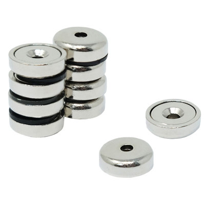 N42 Neodymium Countersunk Pot Magnet 16mm Dia X 5mm Thick X 3mm Countersunk9.6Kg PullPack Of 10 from B&Q
