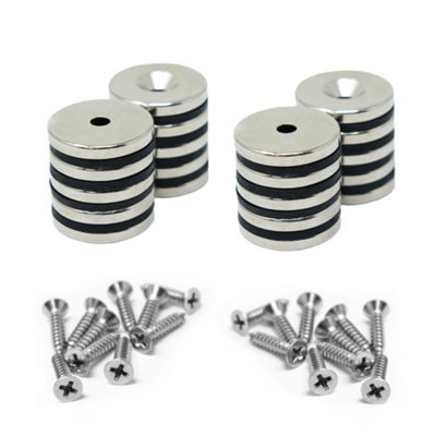  - N42 Neodymium Countersunk Magnets & Screws20mm Dia X 3mm Thick X 3.6mm Countersunk Hole4.5Kg Pull