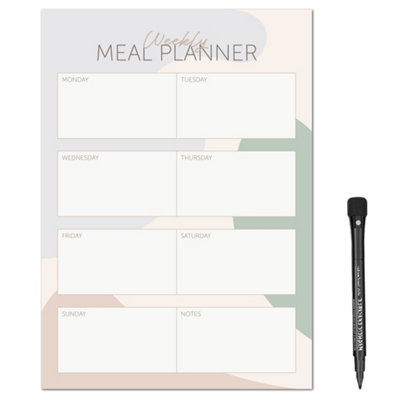  - Magflex A4 Pastels Weekly Meal Planner Fridge MagnetFlexible Magnetic Sheet