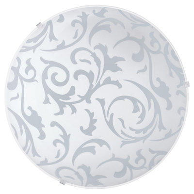 Elegant White Wall Flush Ceiling Light With Satin Glass Shade from B&Q