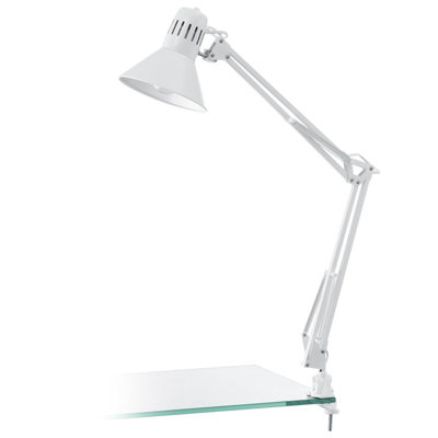 Adjustable Shiny White Table Desk Lamp With E27 Bulb Socket from B&Q