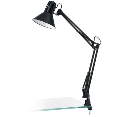 Stylish Shiny Black Steel Table Desk Lamp With Adjustable Height And E27 Bulb Socket from B&Q