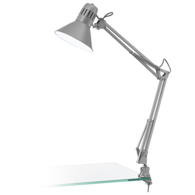 Adjustable Silver Steel Table Desk Lamp With E27 Bulb Socket from B&Q