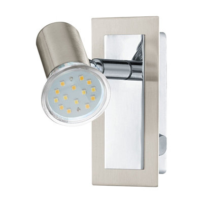Satin Nickel Chrome Wall Light With Gu10 Bulb And Rocker Switch from B&Q