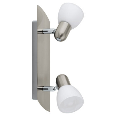 Wall 2 Spot Light Colour Satin Nickel Shade White Satin Glass Bulb E14 2X40W from B&Q