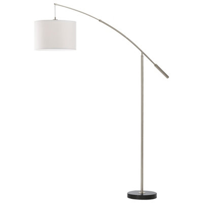 Elegant Satin Nickel Floor Lamp With Adjustable White Fabric Shade from B&Q