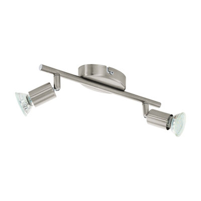 Satin Nickel Flush Ceiling Light With Gu10 BulbsStylish 2-Spot Design