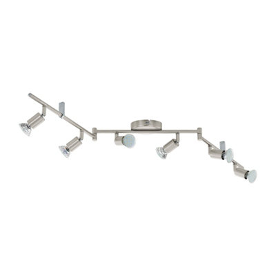 Satin Nickel Flush 6-Spot Ceiling Light With Gu10 Bulbs Included from B&Q