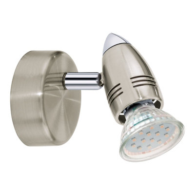 Satin Nickel Wall Spot Light With Gu10 BulbAdjustable Height & Modern Design from B&Q