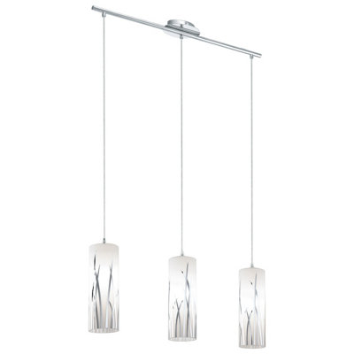 B&Q Elegant Chrome Pendant Ceiling With Glass Shade Light/White