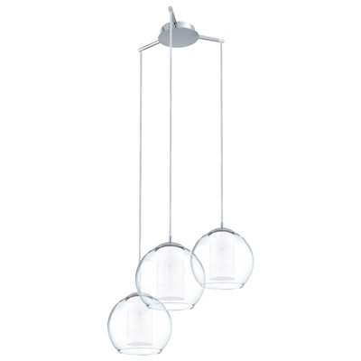 Stylish Chrome Pendant Ceiling Light With Satin Glass Shade from B&Q