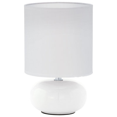  - Elegant White Table Lamp With Fabric Shade And E14 Bulb Socket